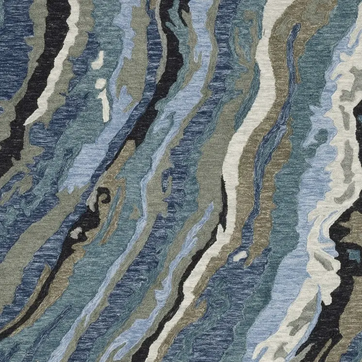 10' X 13' Blue And Teal Wool Abstract Hand Tufted Area Rug
