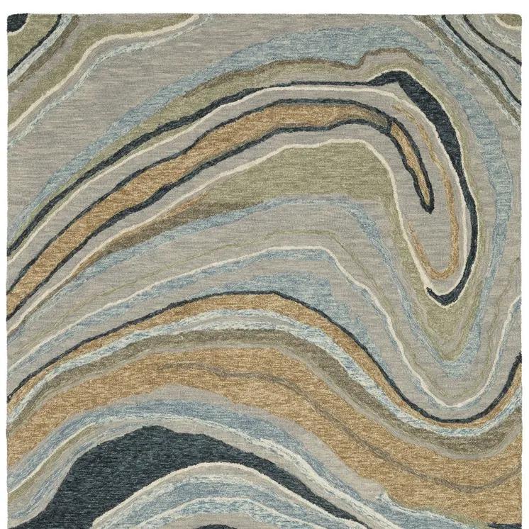 10' X 13' Gray And Blue Wool Abstract Hand Tufted Area Rug