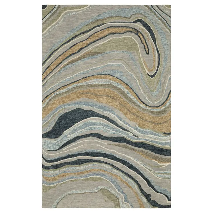 10' X 13' Gray And Blue Wool Abstract Hand Tufted Area Rug