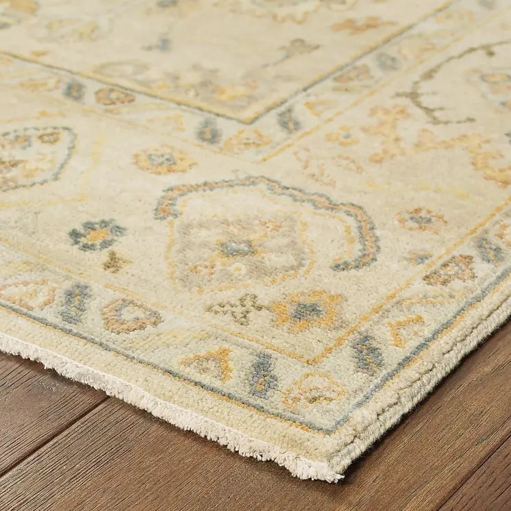 10' X 14' Beige And Gray Wool Oriental Hand Knotted Area Rug