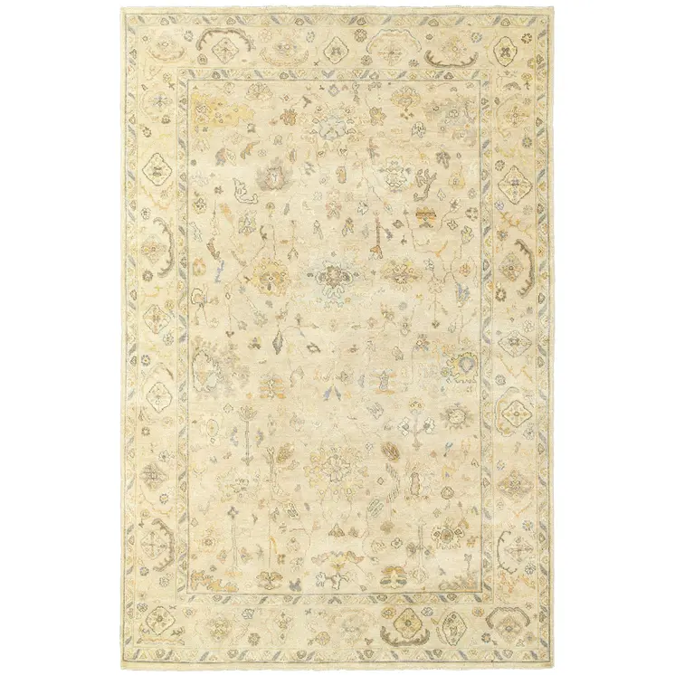 10' X 14' Beige And Gray Wool Oriental Hand Knotted Area Rug