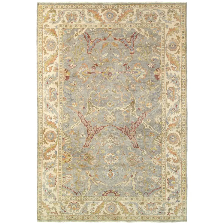 10' X 14' Gray And Beige Wool Oriental Hand Knotted Area Rug