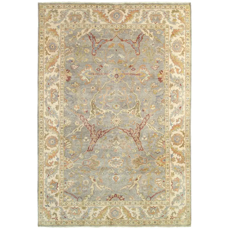 10' X 14' Gray And Beige Wool Oriental Hand Knotted Area Rug
