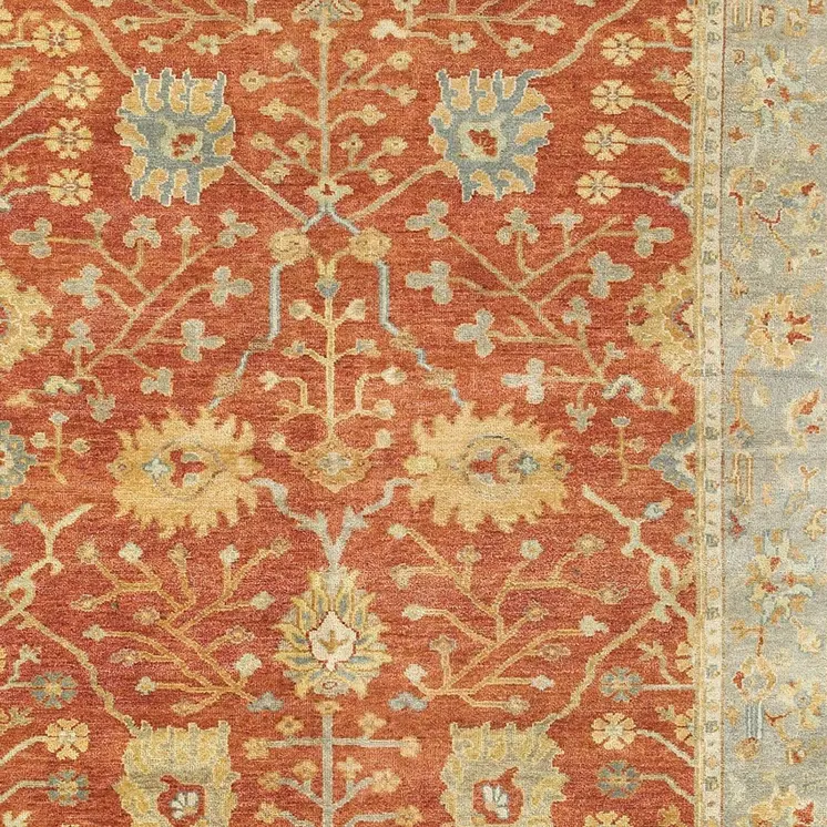 10' X 14' Red And Gray Wool Oriental Hand Knotted Area Rug