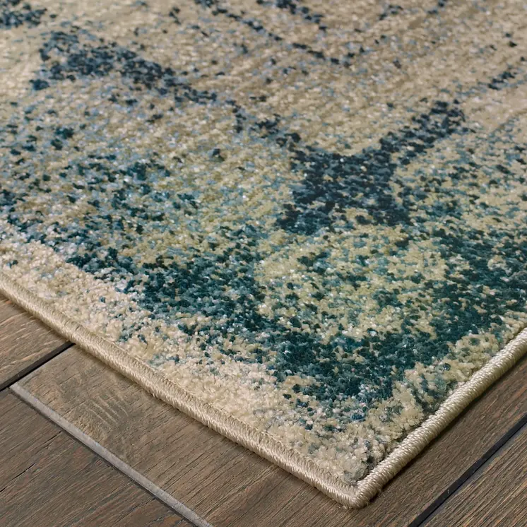 10' X 13' Ivory And Blue Oriental Area Rug