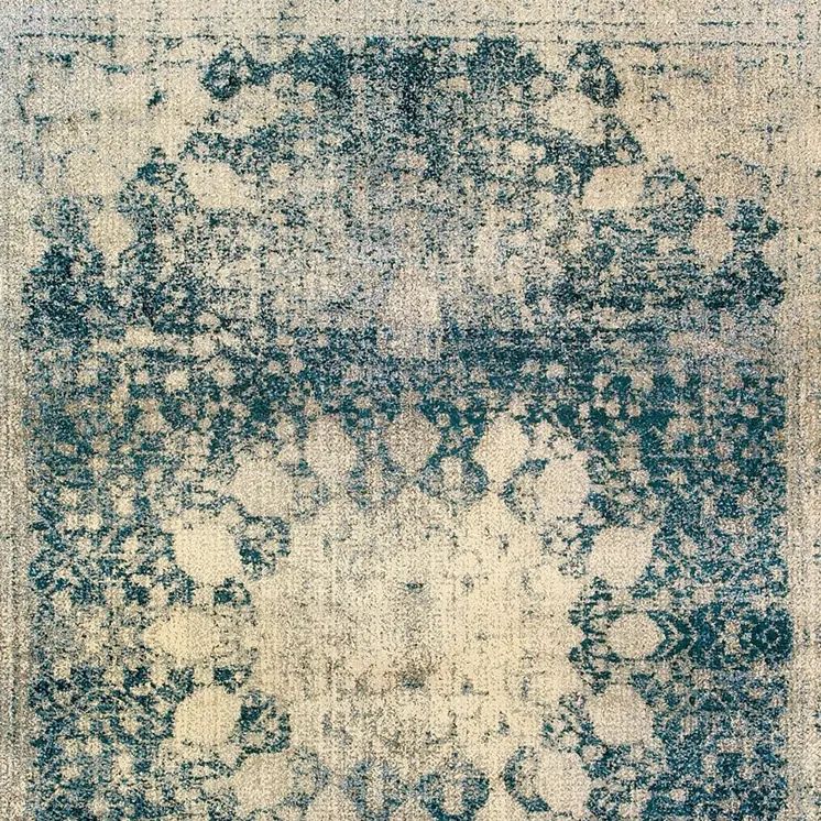 10' X 13' Ivory And Blue Oriental Area Rug