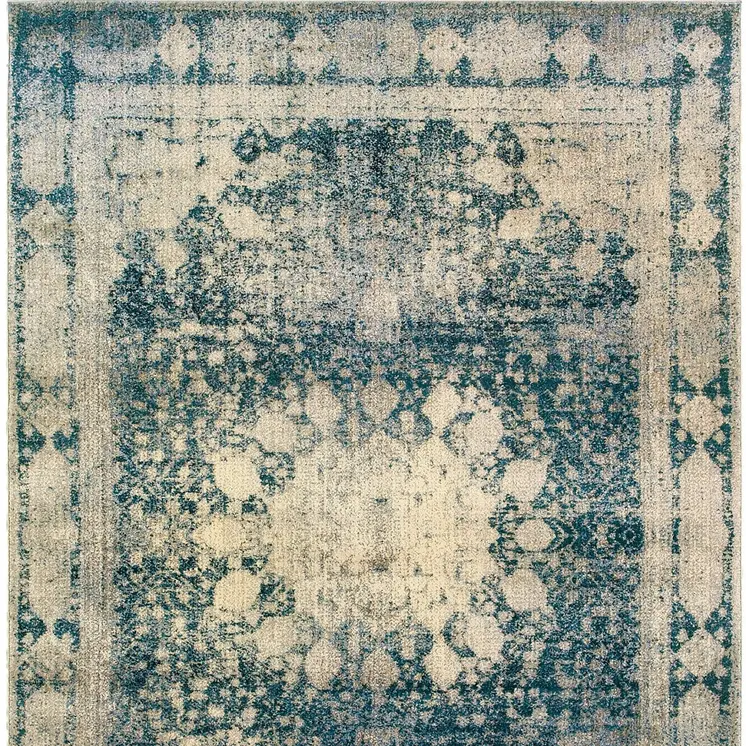 10' X 13' Ivory And Blue Oriental Area Rug