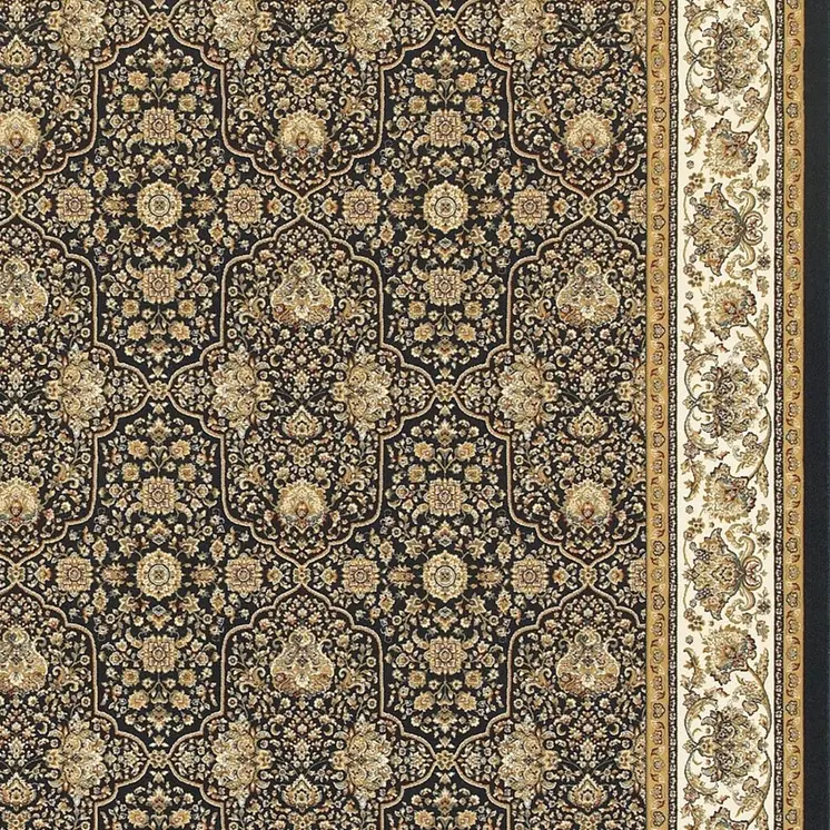 10' X 13' Navy Blue And Ivory Oriental Area Rug With Fringe