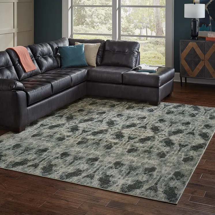 10' X 13' Gray And Blue Abstract Area Rug