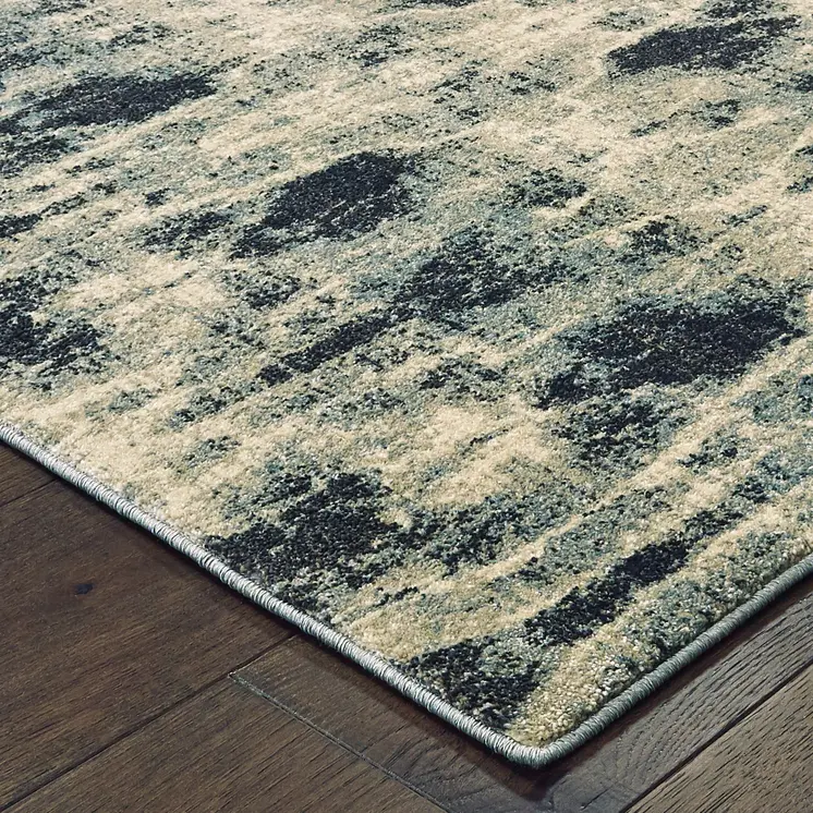 10' X 13' Gray And Blue Abstract Area Rug