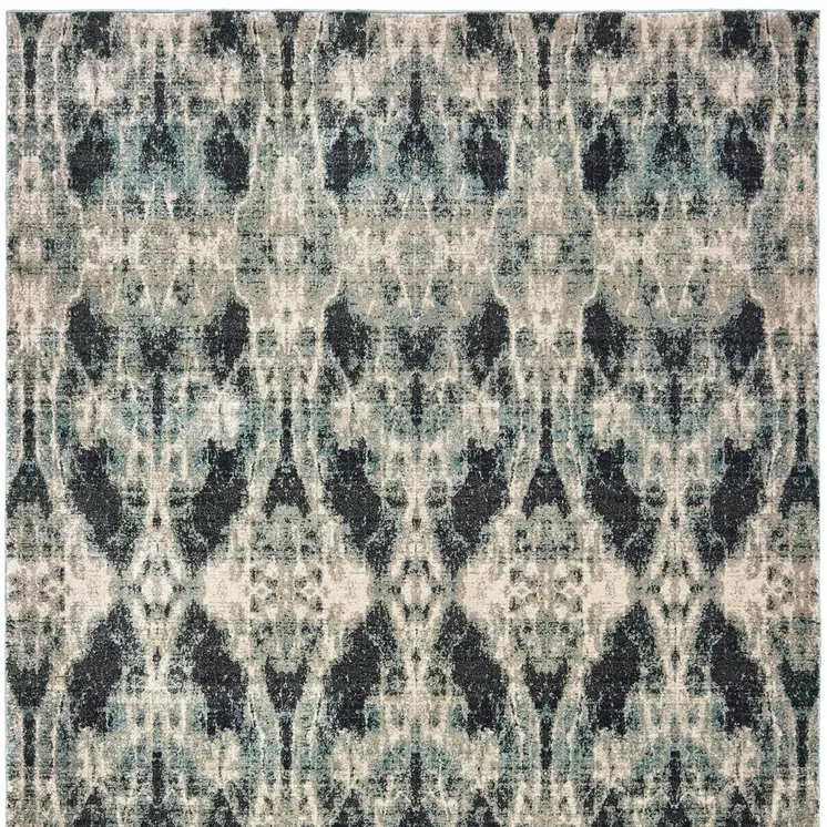 10' X 13' Gray And Blue Abstract Area Rug