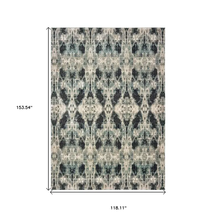 10' X 13' Gray And Blue Abstract Area Rug