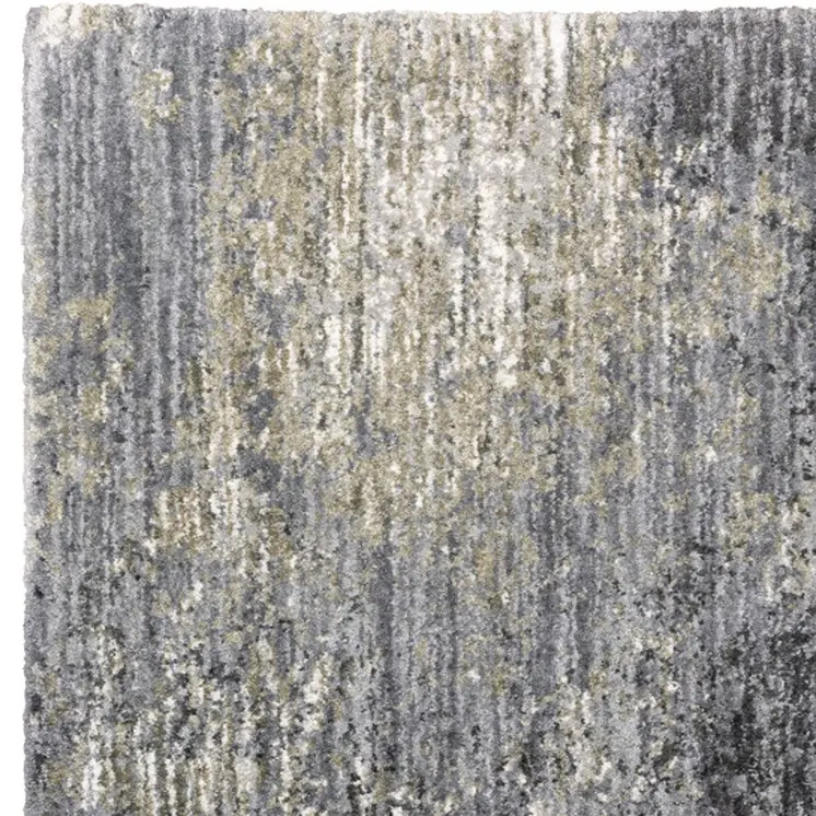 8' X 11' Gray And Ivory Abstract Shag Area Rug
