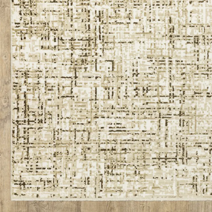 10' X 13' Ivory And Brown Abstract Area Rug