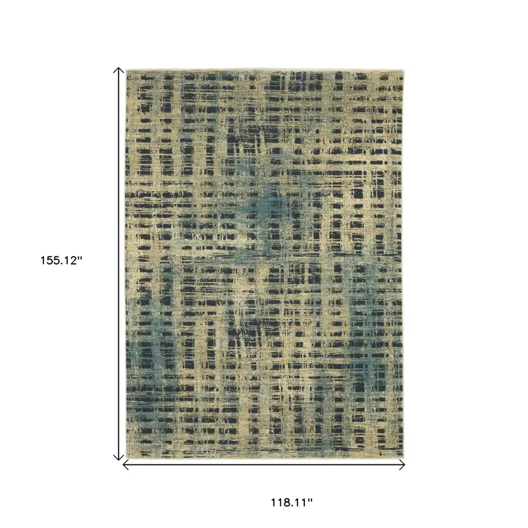 10' X 13' Beige And Blue Geometric Area Rug