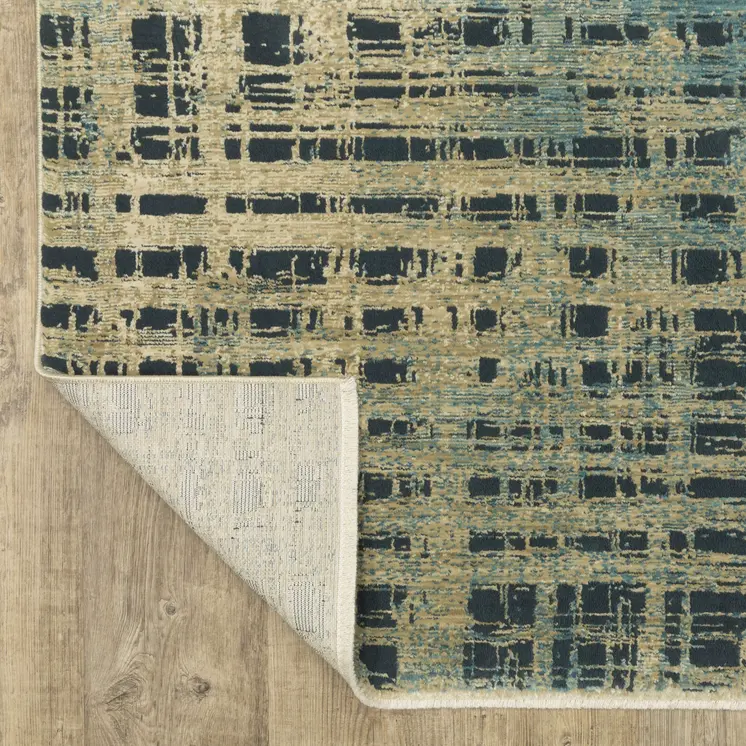 10' X 13' Beige And Blue Geometric Area Rug