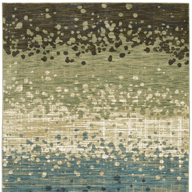 10' X 13' Blue And Brown Abstract Area Rug