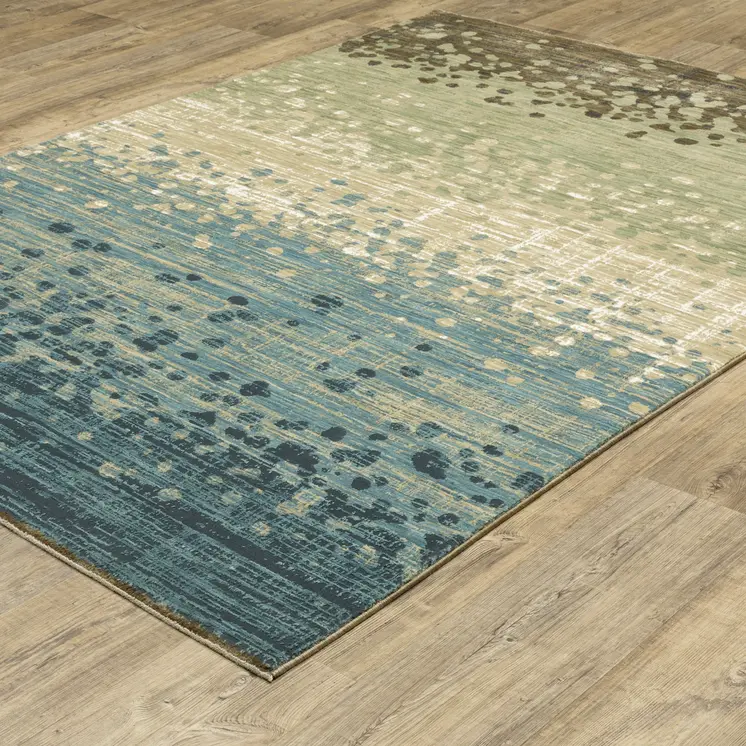 10' X 13' Blue And Brown Abstract Area Rug