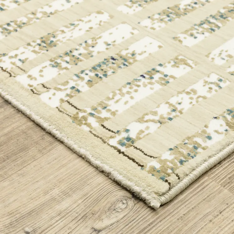 10' X 13' Beige And Blue Geometric Area Rug
