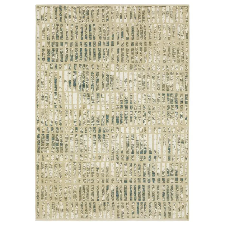 10' X 13' Beige And Blue Geometric Area Rug