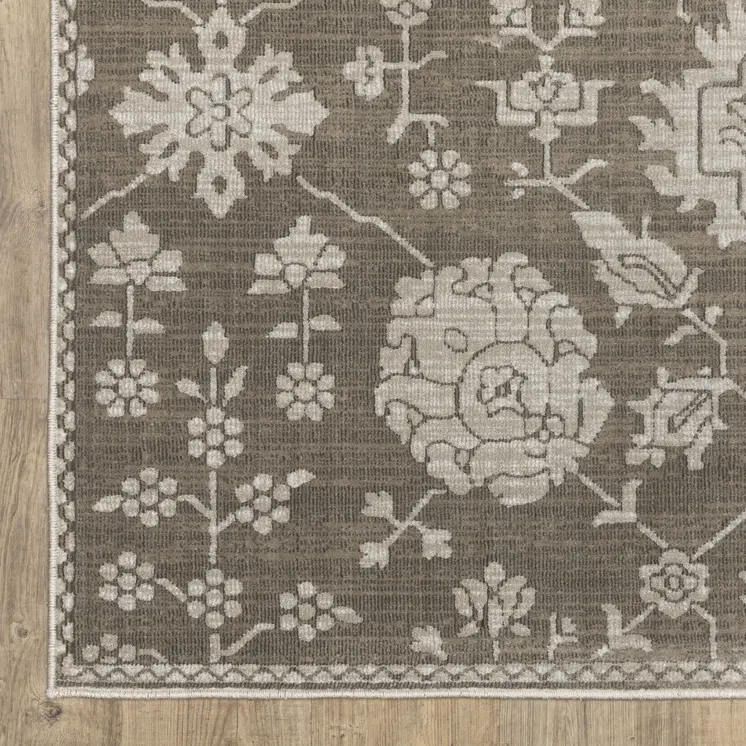 10' X 13' Gray And Light Gray Oriental Area Rug
