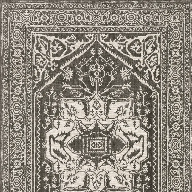 10' X 13' Gray And Ivory Oriental Area Rug