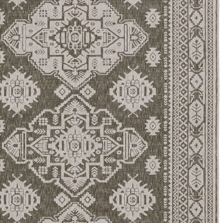 10' X 13' Gray And Gray Medallion Area Rug