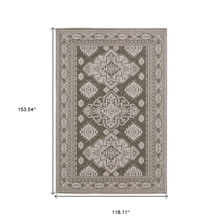 10' X 13' Gray And Gray Medallion Area Rug