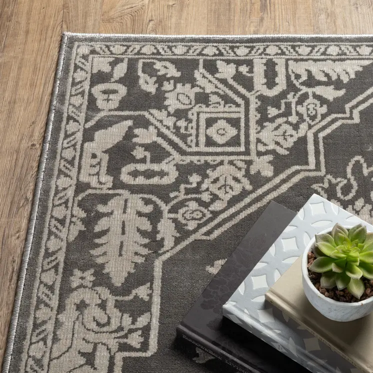 10' X 13' Gray And Light Gray Oriental Area Rug