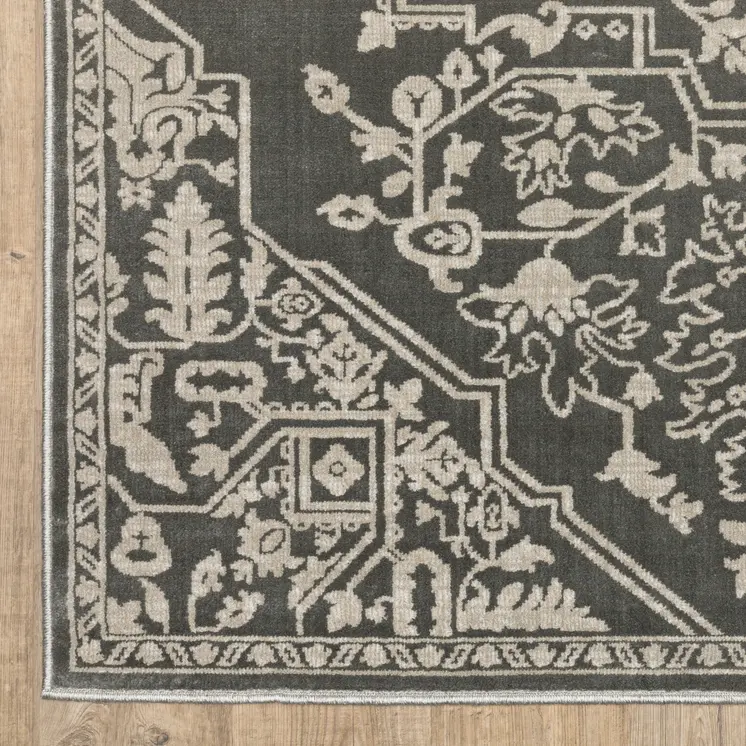 10' X 13' Gray And Light Gray Oriental Area Rug
