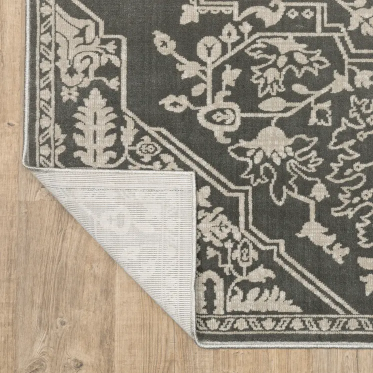 10' X 13' Gray And Light Gray Oriental Area Rug