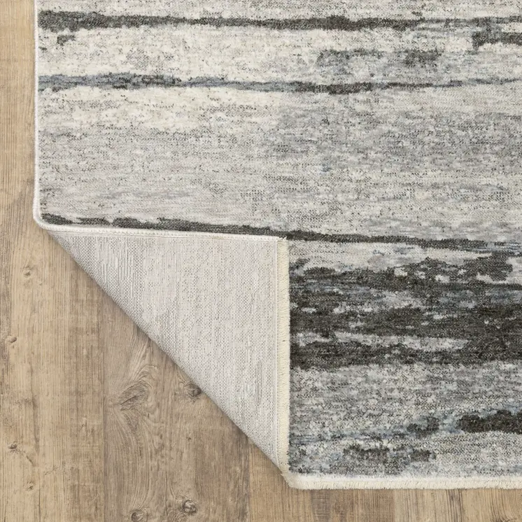 10' X 13' Gray And Ivory Abstract Area Rug With Fringe