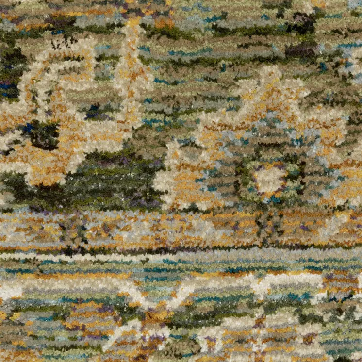 9' X 12' Green And Gold Oriental Area Rug