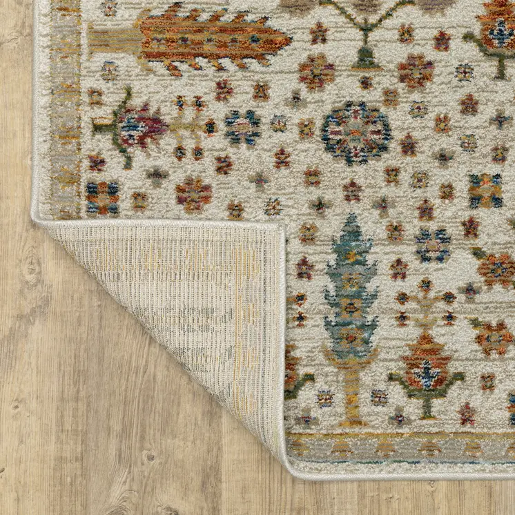 9' X 12' Ivory And Gold Oriental Area Rug