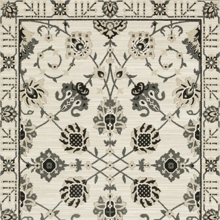 10' X 13' Ivory And Gray Oriental Area Rug