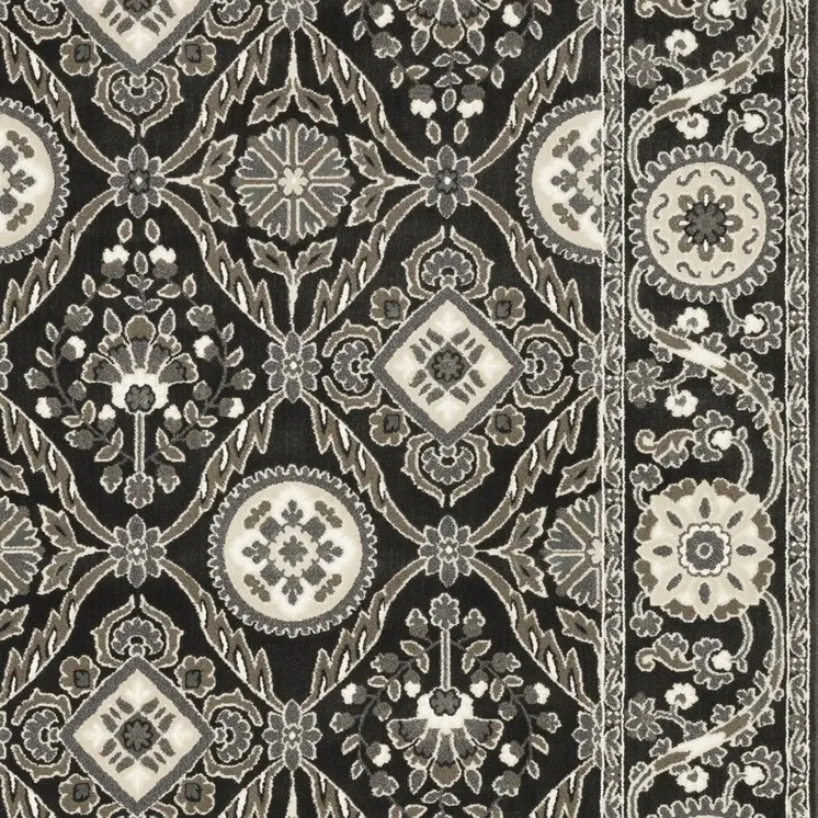 10' X 13' Charcoal And Gray Oriental Area Rug