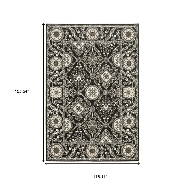 10' X 13' Charcoal And Gray Oriental Area Rug