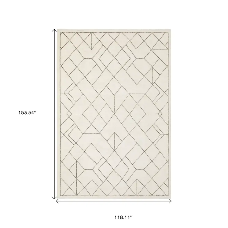 10' X 13' Ivory And Taupe Geometric Area Rug