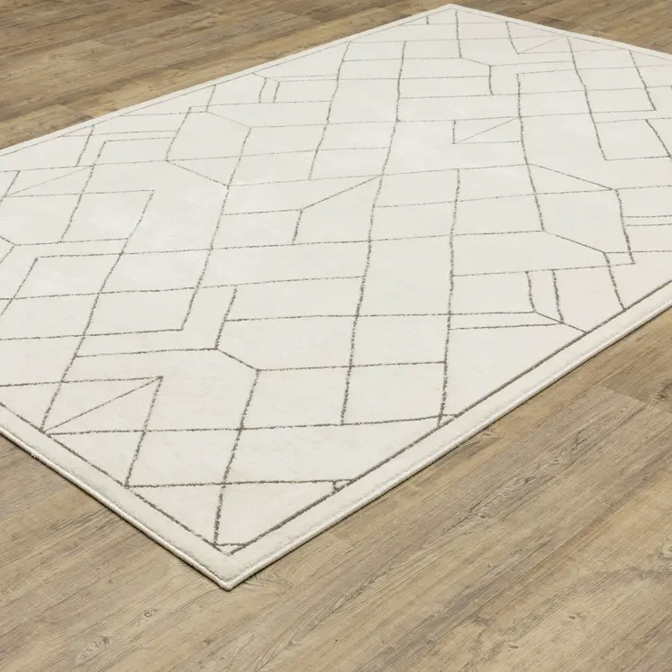 10' X 13' Ivory And Taupe Geometric Area Rug