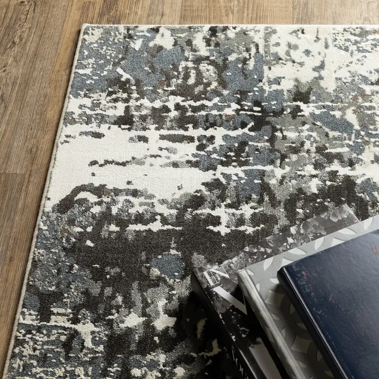 10' X 13' Ivory And Gray Abstract Area Rug