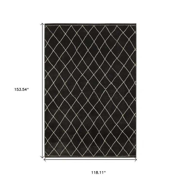 10' X 13' Charcoal And Ivory Trellis Area Rug