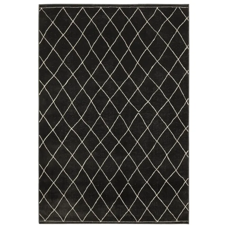 10' X 13' Charcoal And Ivory Trellis Area Rug