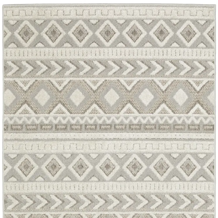 10' X 13' Gray And Beige Tribal Area Rug