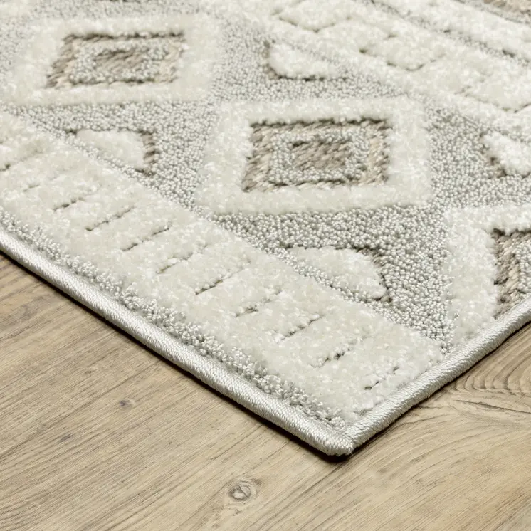 10' X 13' Gray And Beige Tribal Area Rug
