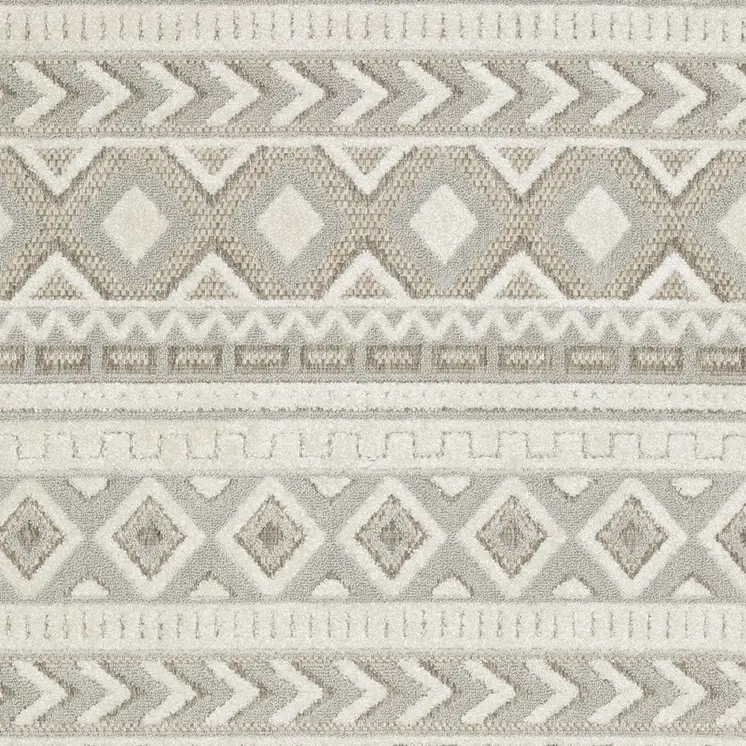 10' X 13' Gray And Beige Tribal Area Rug