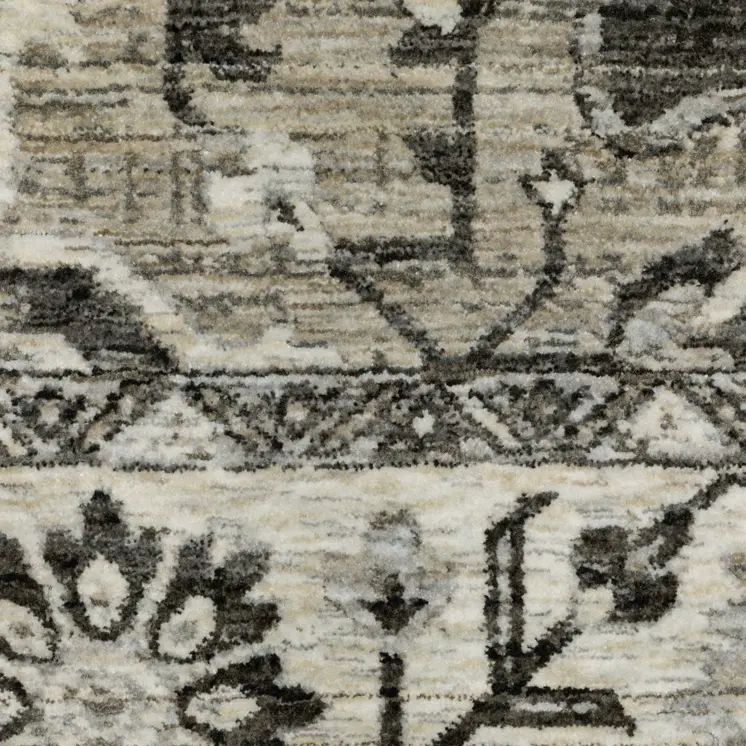 10' X 13' Gray And Beige Medallion Area Rug With Fringe
