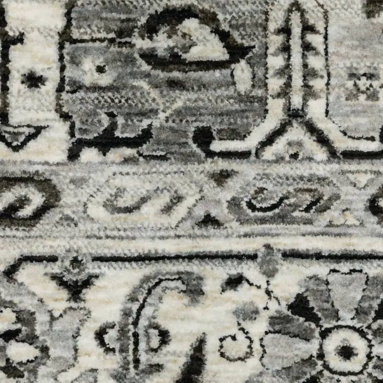 10' X 13' Gray And Ivory Medallion Area Rug With Fringe