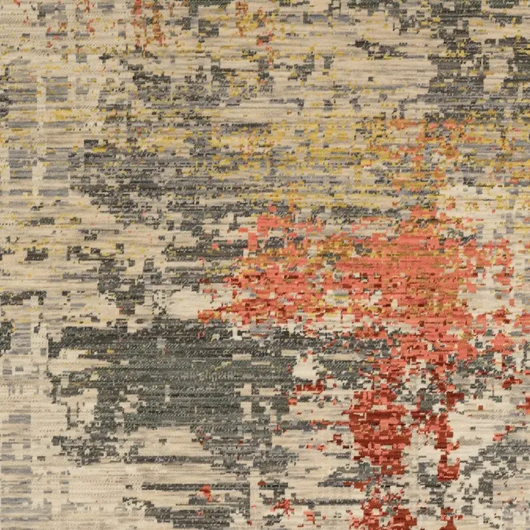 10' X 13' Beige And Pink Abstract Area Rug With Fringe