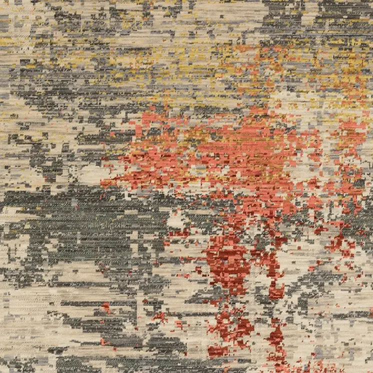 8' X 11' Beige And Pink Abstract Area Rug With Fringe