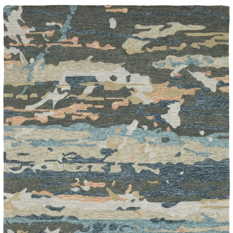 8' X 10' Gray And Blue Wool Abstract Hand Tufted Area Rug